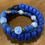 Parabeads armbanden set blauw/wit met paracord blauw/wit