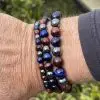 Kralen armbandset a 3 armbanden Tijgeroog/Hematiet 6/810 mm Blauw/bruin