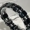 Kralen armbanden Hematiet platovaal 20mm met beads 4 of 6mm Black Onyx Agaat