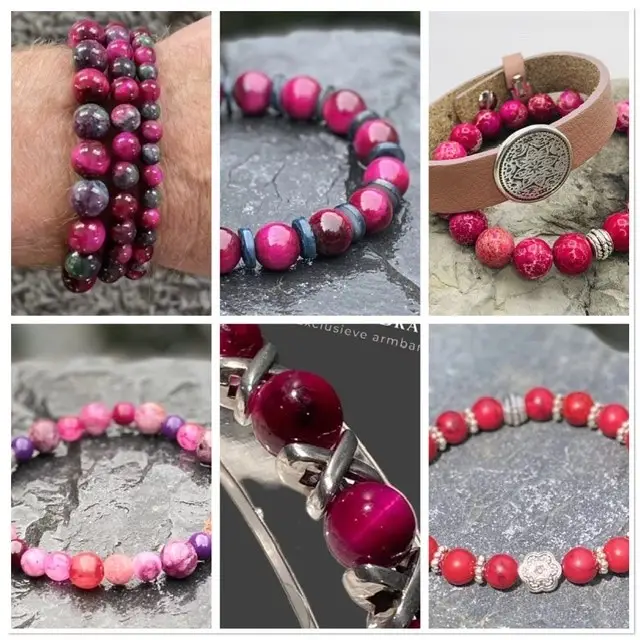 Dames en/of heren armbanden rood/roze