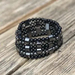 Kralen armband set a 6 armbanden van Hematiet, gepolijste en matte Black Onyx 6 mm xxl