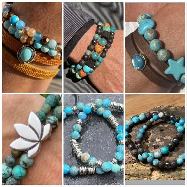 Collectie armbanden voor dames en heren kleur turquoise