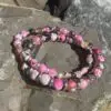 Armbanden JaXX rose Multicolor 6/8 mm met RVS spacers