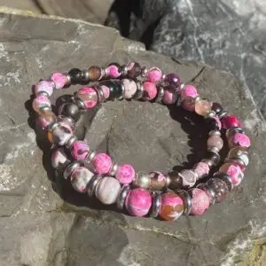 Armbanden JaXX rose Multicolor 6/8 mm met RVS spacers