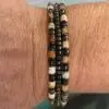 Armbandenset 3-delig Heishi kralen Caramel met Hematiet