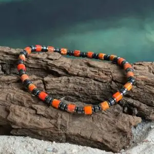 Armbanden platte Heishi kralen Oranje met Hematiet 2 en 4 mm