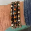 Armbandenset 5-delig platte Heishi kralen Caramel/Oranje met Hematiet 2 en 4 mm