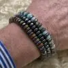 Kralen armbandset Beach van Heishi kralen 8mm Turquoise en Hematiet 8mm