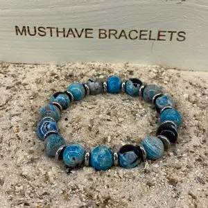 Armbanden JaXX Sensation turquoise 10 mm met Edelstaal