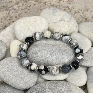 ArmbandenJaXX Sensation black&white 10 mm met Edelstaal