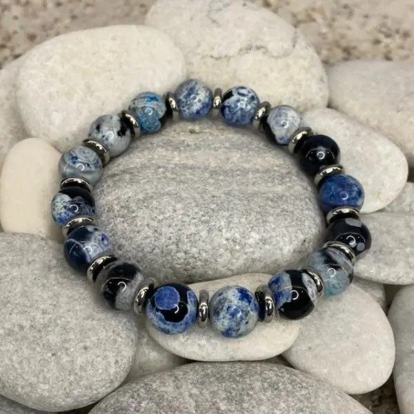 Armbanden JaXX Sensation ocean blue 10 mm met Edelstaal