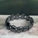 Armband Hematiet plat ovaal met 6mm Hematiet spacers