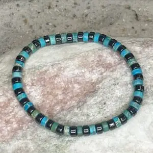 Armbanden platte Heishi kralen 6mm licht Donker turquoise