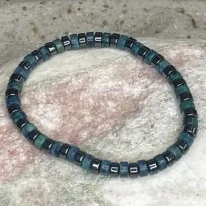 Armbanden platte Heishi kralen 6mm blauw/groen