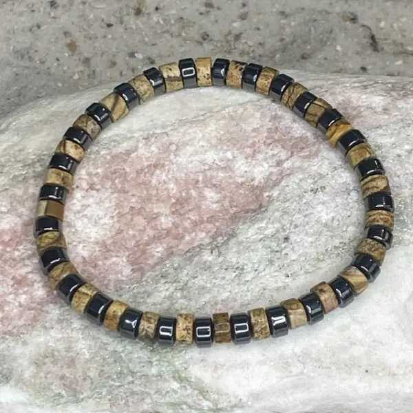 Armbanden platte Heishi kralen 6mm tijgeroog lichtbruin