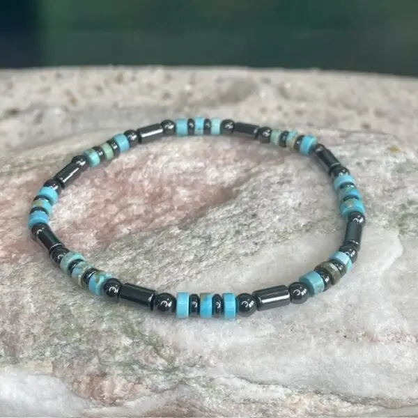 Armbanden platte heishi kralen 4x2mm turquoise