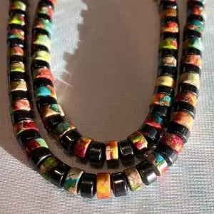 Armband en ketting platte Heishi kralen multicolour