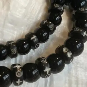 Armband Black Onyx met Boeddhistische Matra's 8 en/of 10mm