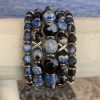 Armbanden set a 5 Cross/JaXX Sensation 6,8 en 10 mm met Edelstaal ocean blue