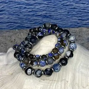 Armbanden JaXX Sensation Ocean Blue 6/8 en 10 mm met Edelstaal