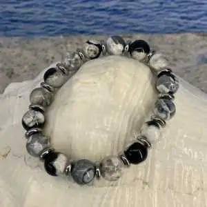 Armbanden JaXX Sensation Black&White 10mm met Edelstaal