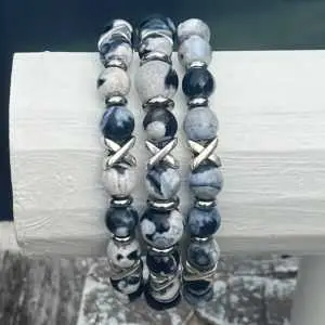 Armbanden set a 3 Cross/JaXX Sensation 8 en 8/10 mm met Edelstaal in 15 kleuren