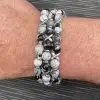 Armbandset Cross 3-delig Black&White 8 mm met Edelstaal