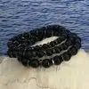 Armbanden set 6, 8 en 10 mm mat gepolijste Black Onyx kralen gecombineerd met Hematiet