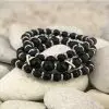 Armbanden set a 3 Cross/JaXX Black Onyx mat 6 en 8 mm met Edelstaal