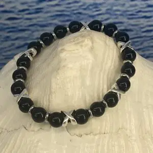 Armband JaXX/Cross 8mm Black Onyx uitgevoerd met edelstaal