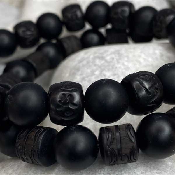 Armbandset Tibet natural Black Onyx meditatie armband 10 mm