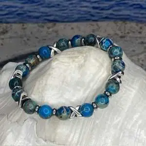 Armband Cross Deep Blue 8mm imperial Jasper