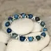 Armband Cross Dark Blue Chalcedon Jades 8mm met edelstaal