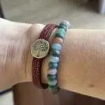 Armband Rondelle groen multicolour met parelmoer