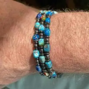 Armbandenset 3-delig keizerlijke kralen Agaath blauw/turquoise/felblauw