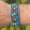 Armbandenset 5-delig keizerlijke kralen Agaath blauw/turquoise/multicolor/felblauw