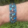 Armbandenset 5-delig keizerlijke kralen Agaath blauw/turquoise/multicolor/felblauw