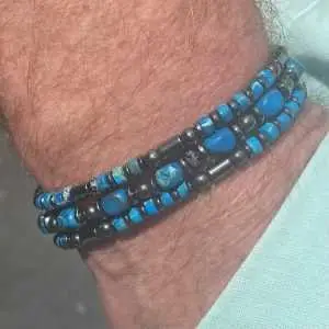 Armbandenset 3-delig keizerlijke kralen Agaath en heishi kralen felblauw