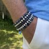 Armbandset 5-delig Heishi kralen Howliet / blauw 6mm en Hematiet