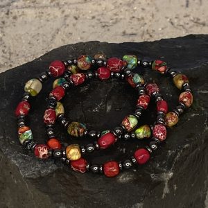 Armbandset 3-delig Beads of Happiness exclusief multicolor, rood, multicolor/rood 6 mm