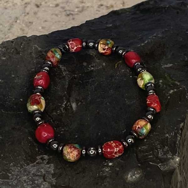 Armband Beads of Happiness exclusief multicolor en rood 6 mm