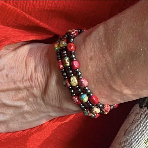 Armbandset 3-delig Beads of Happiness exclusief multicolor, rood, multicolor/rood 6 mm
