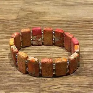 Armbandset Orange rechthoekig met the Beads of Happiness oranje