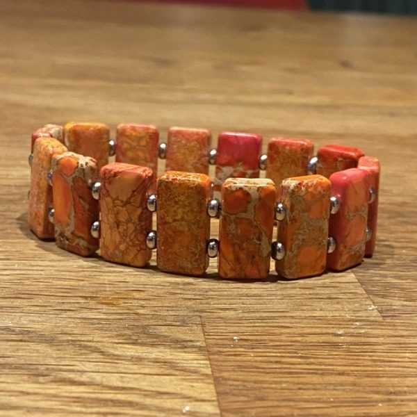 Armbandset Orange rechthoekig met the Beads of Happiness oranje