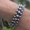 Armband Jackson met Platte kralen wit 4 en 6 mm Agaath en Hematiet