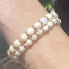 Armbandset JaXX kralen Agaath wit/marmerlook 8mm en Edelstaal kleur goud