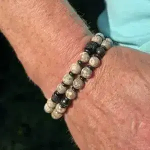 Armbandset Dekyi Tibetaans met Zwart Mos Opaal en Ebbenhout 8mm