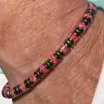 Armband Jackson met platte kralen Agaath rood 6 mm en Hematiet