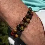 Armbandset Wangyal Tibetaans Tijgeroog Multicolor met Ebbenhout 8mm